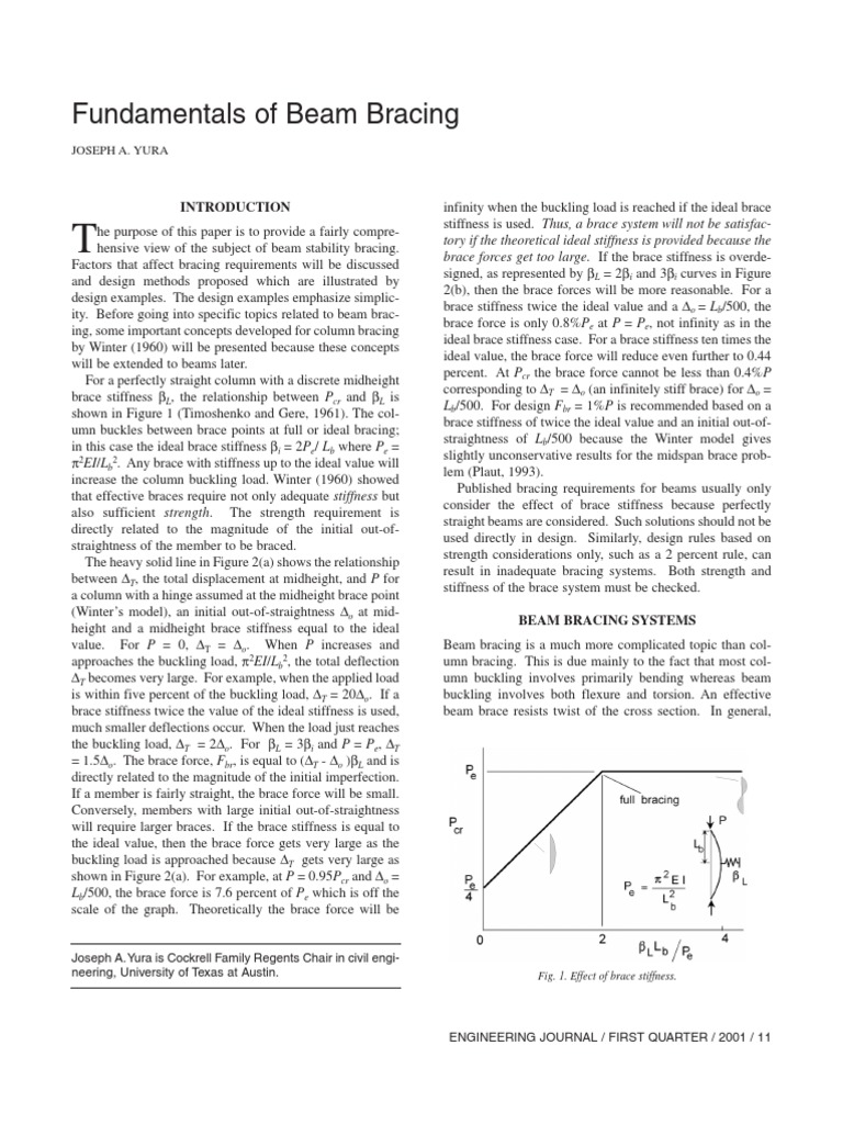 Fundamentals Of Beam Bracing 1 Pdf Buckling Beam Structure
