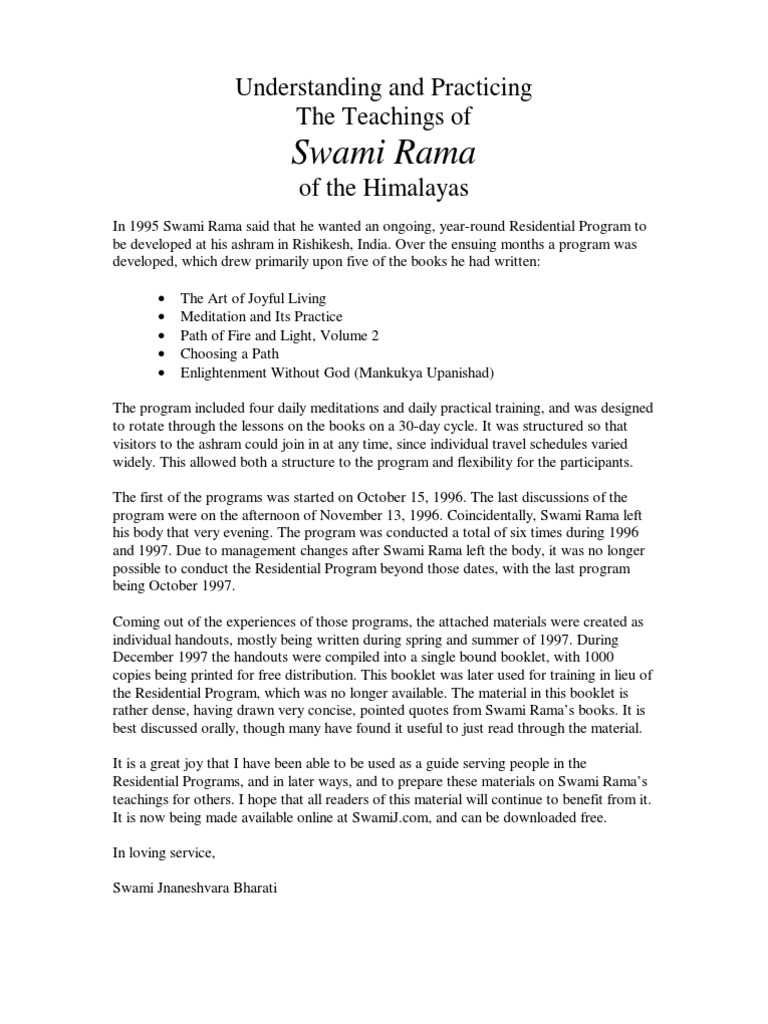 Swami Rama Teachings | PDF | Self-Improvement