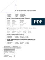 ACTIVIDADES MORFOLOGÍA Categorias Gramaticales