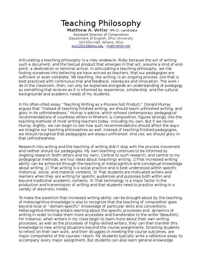 Teaching Philosophy | Genre | Metacognition