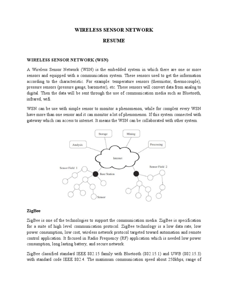 Wireless Sensor Network Resume | PDF | Computer Network | Wireless ...