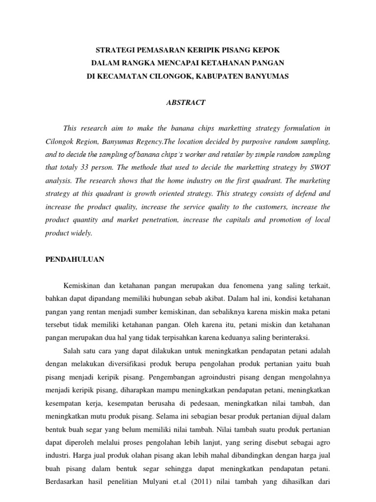 Strategi Pemasaran Keripik Pisang Kepok