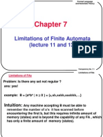Limitations of Finite Automata (Lecture 11 and 12) : Transparency No. 7-1