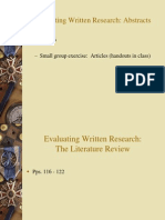Evaluating Written Research1