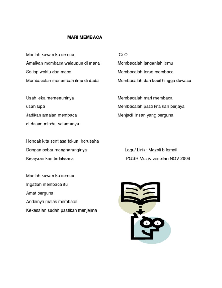 Lirik Lagu Mari Membaca1