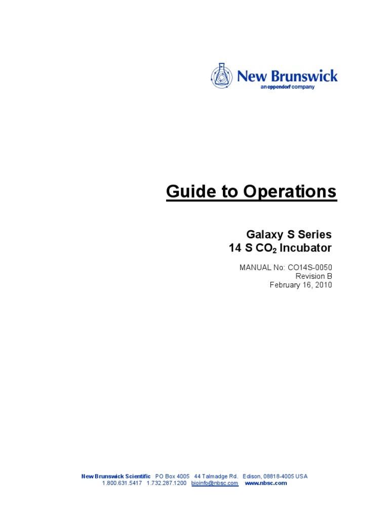 Eppendorf CO2 Incubator Galaxy 14S Manual PDF Humidity Carbon Dioxide