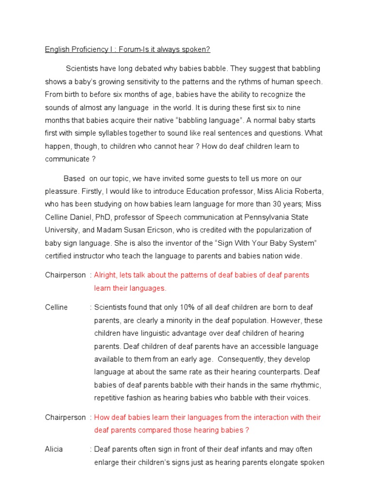 English Forum Script Pdf American Sign Language Hearing Loss