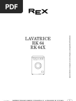 manuale lavatrice Rex RK64 RK64X