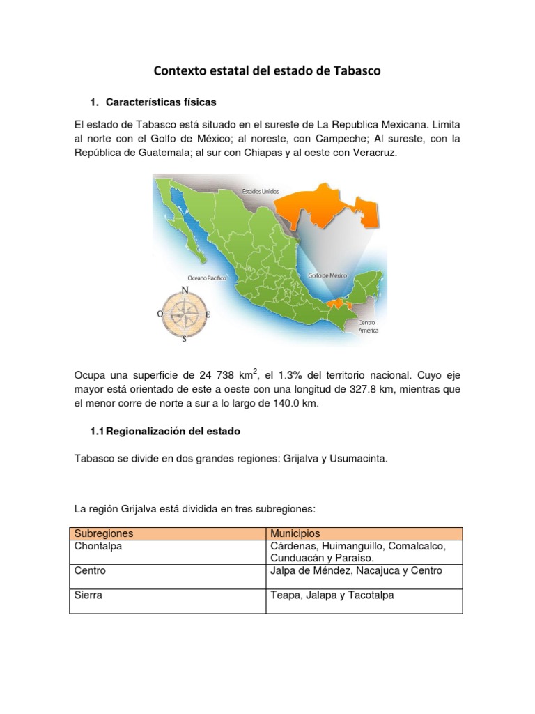 Características del Estado de Tabasco | PDF | Ciencias de la Tierra ...