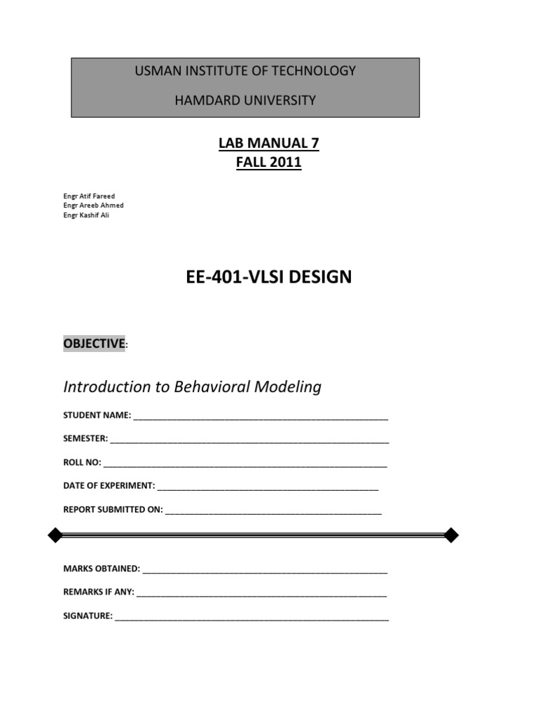 Lab Manual 7 Vlsi | PDF | Notation | Software Engineering