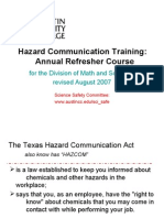 Hazard Communication Training: Annual Refresher Course: For The Division of Math and Sciences Revised August 2007