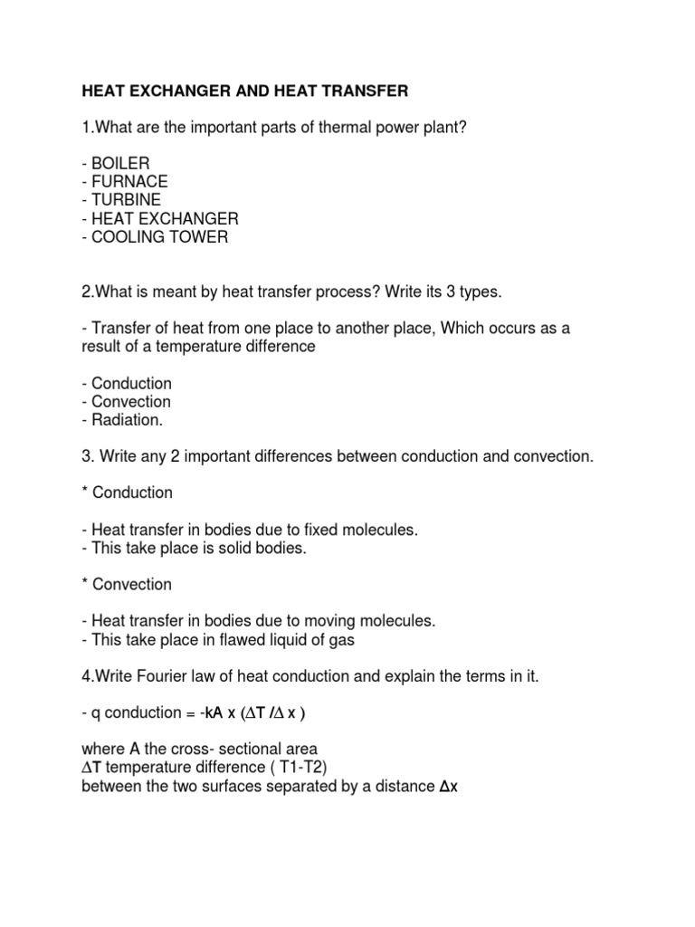Interview Question Of Heat Transfer Pdf Heat Transfer Heat Exchanger