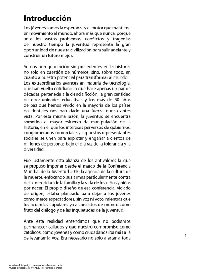 La Voz Joven en la Cultura de la Vida | PDF | Juventud | Naciones Unidas