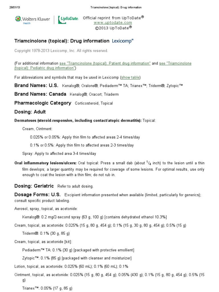Triamcinolone (Topical) - Drug Information | PDF | Topical Medication ...