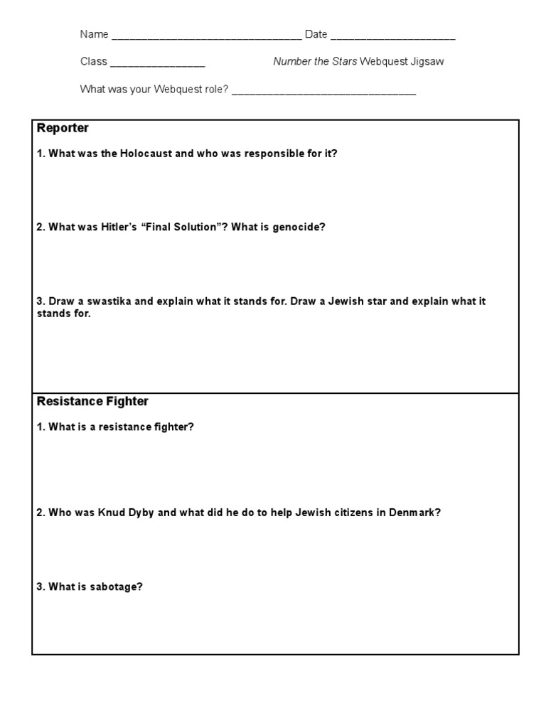 Jigsaw Worksheet
