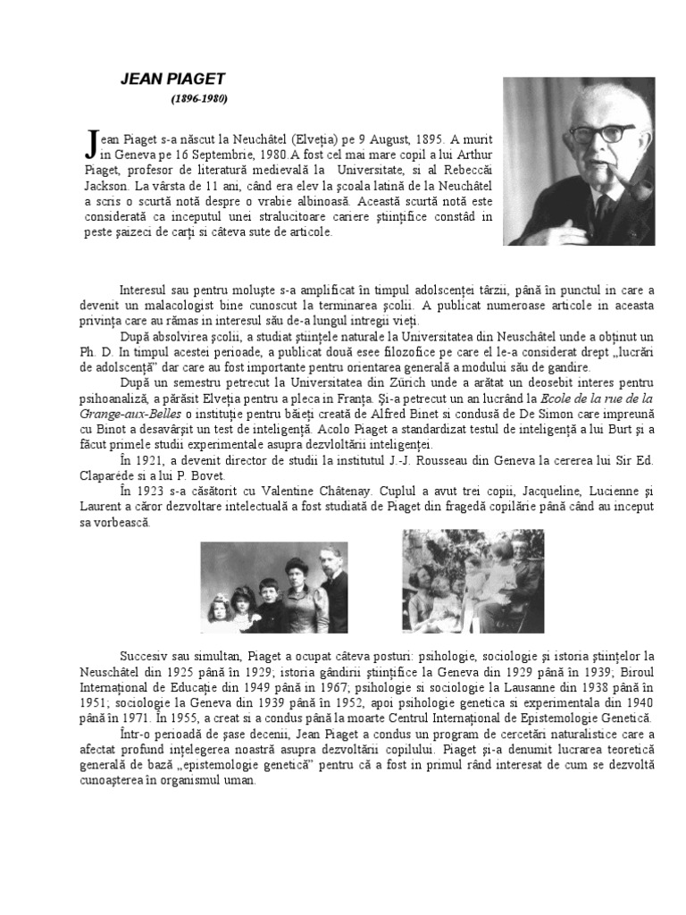 Jean Piaget - Biografie | PDF