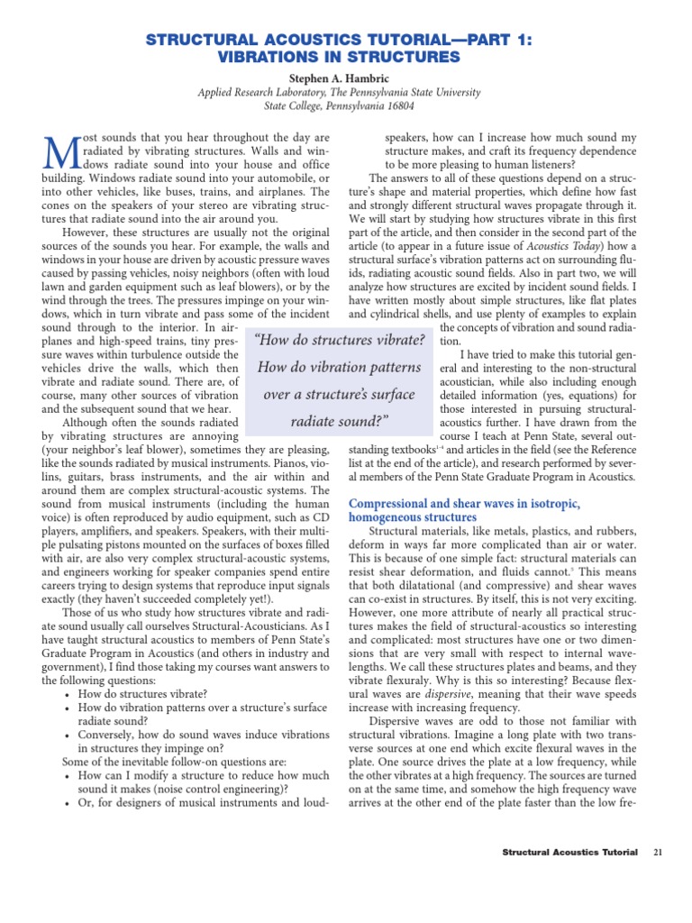 StructuralAcousticsTutorialPart1 AcousticsToday | PDF