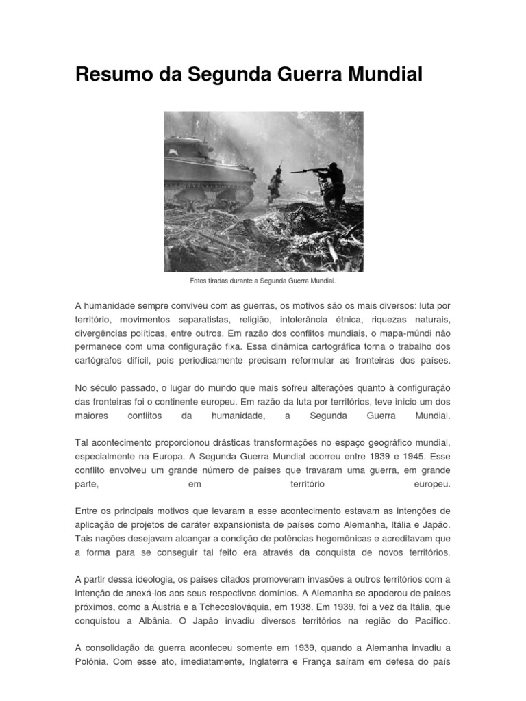 Resumo Da Segunda Guerra Mundial | PDF | Segunda Guerra Mundial ...