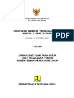 Permen PU No. 21 Tahun 2010 Tentang Organisasi Dan Tata Kerja UPT Kementerian PU