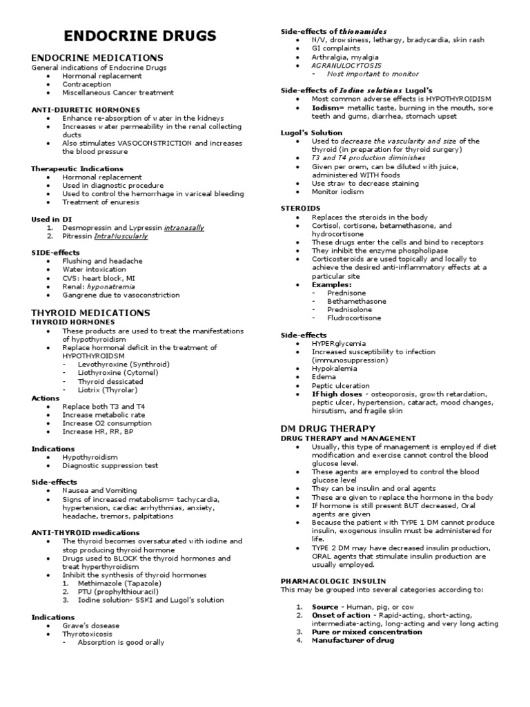 PHM Endocrine Drugs Insulin Estrogen
