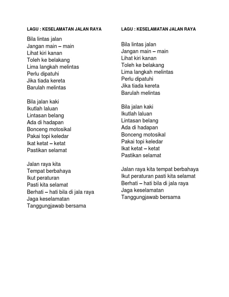 Lagu Keselamatan Jalan Rayadocx  PDF