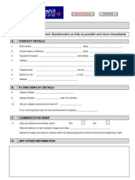 Display Item:: Please Complete This Generic Questionnaire As Fully As Possible and Return Immediately