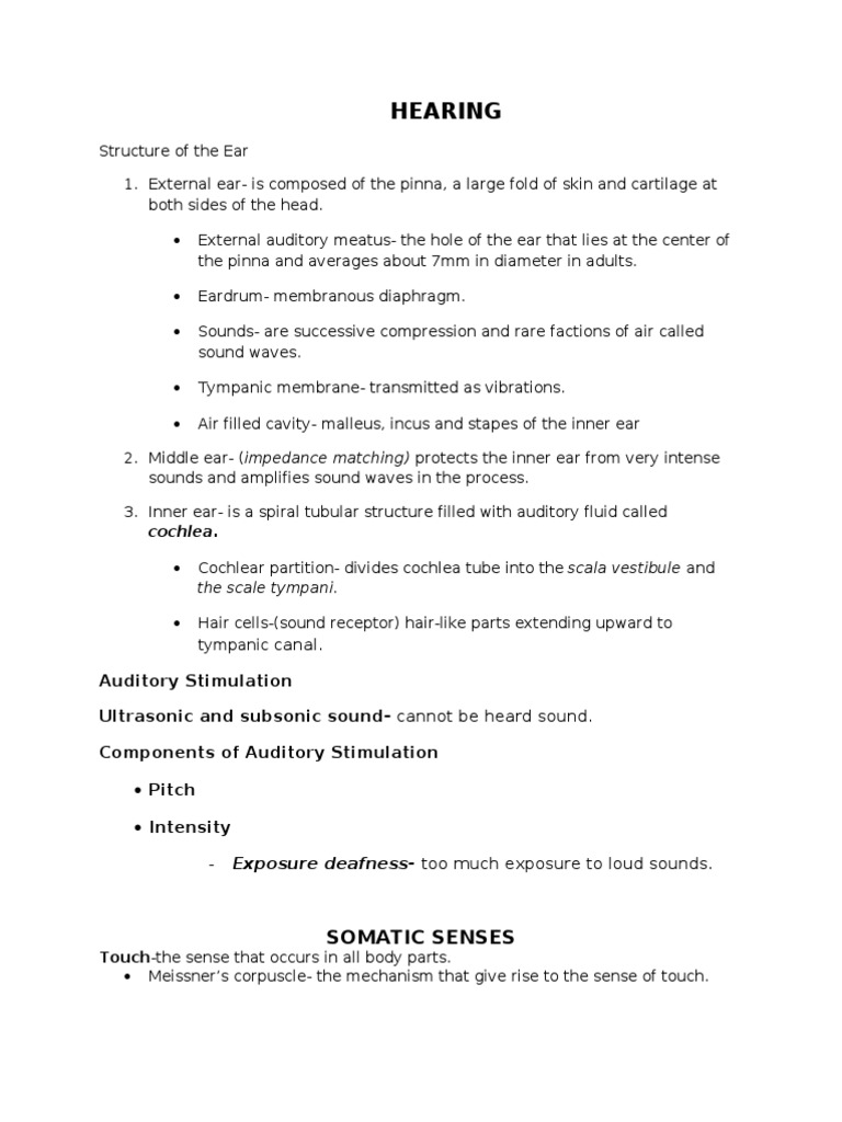 Anatomy of Hearing and Touch Sensation | PDF | Language Arts ...