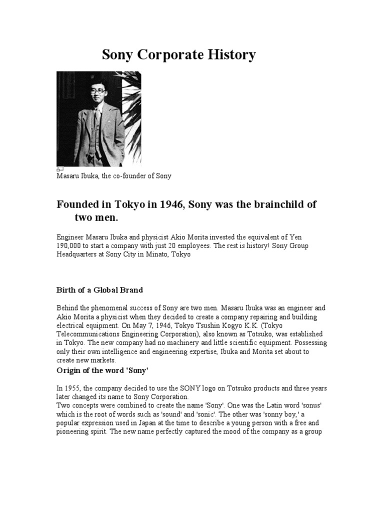 Sony's Founding and Global Impact | PDF | Sony | Consumer Electronics