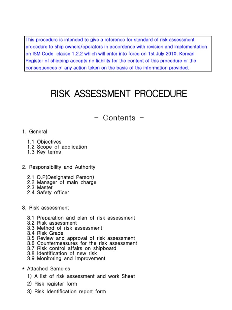 Shipboard Risk Assessment Procedure | PDF | Risk Assessment | Hazards