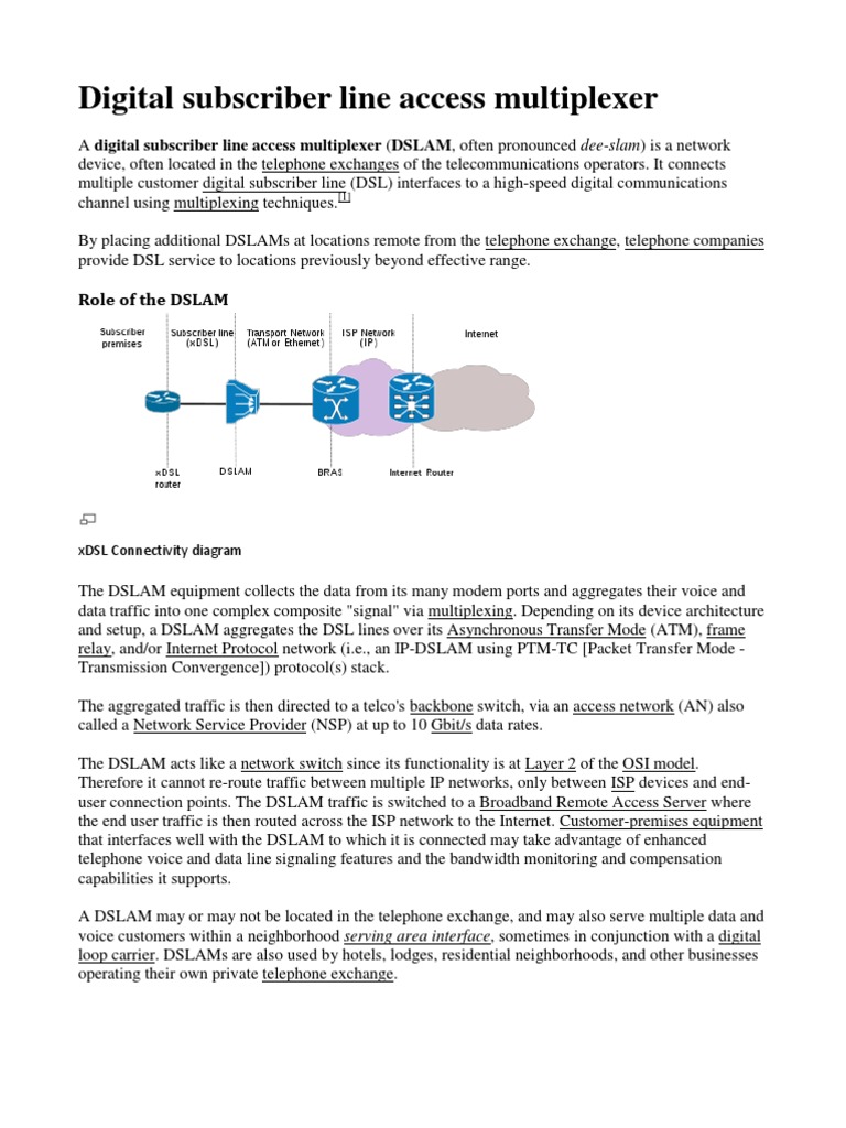 Dslam Pdf Telecommunications Equipment Network Architecture