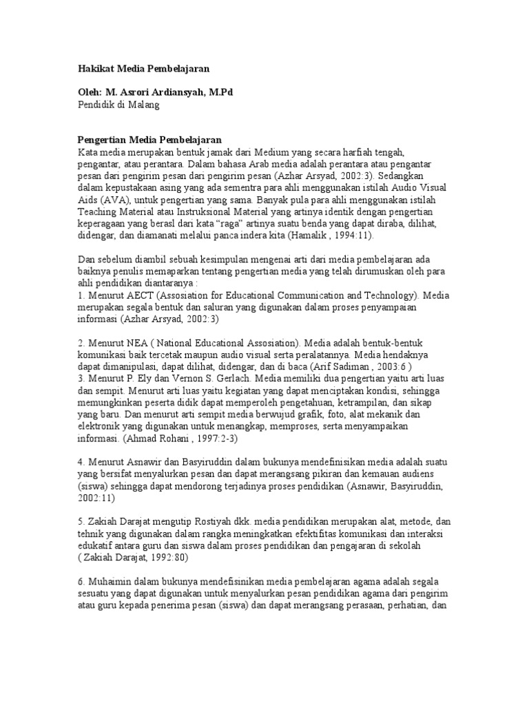 Hakikat Media Pembelajaran