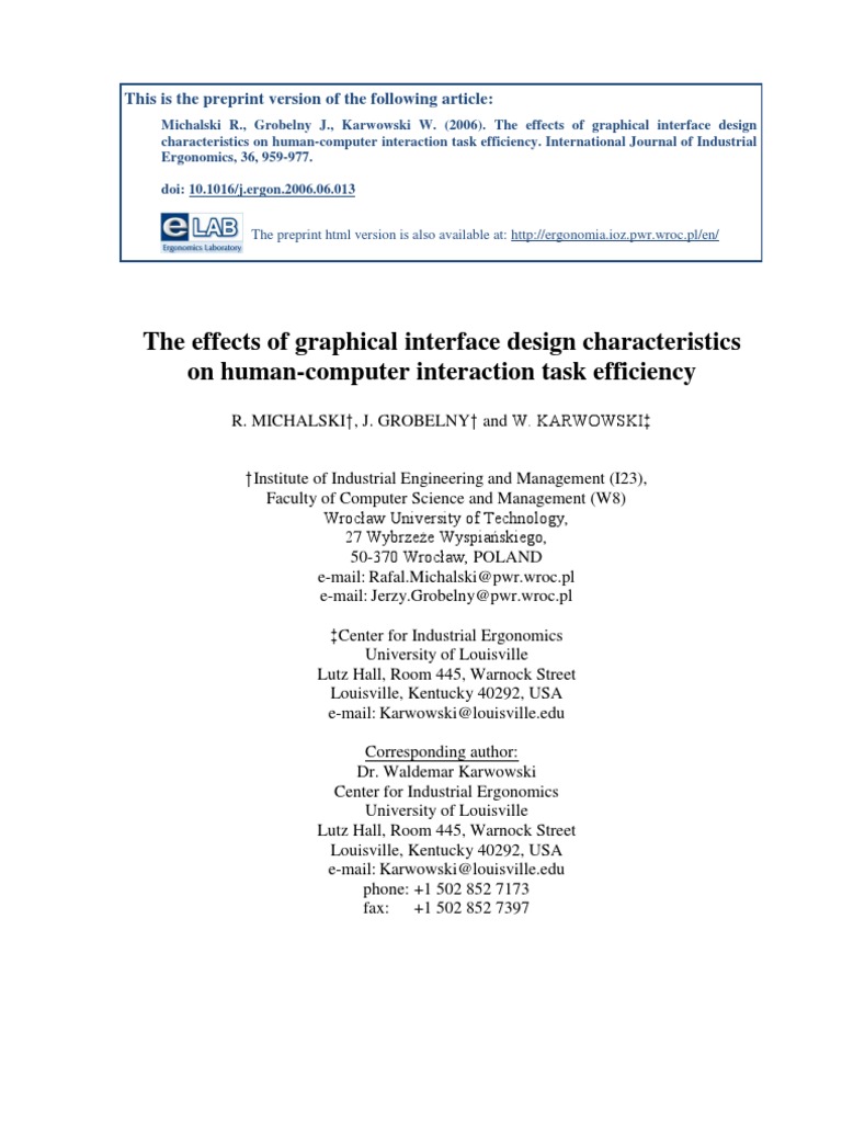 The Effects of Graphical Interface Design Characteristics On Human ...