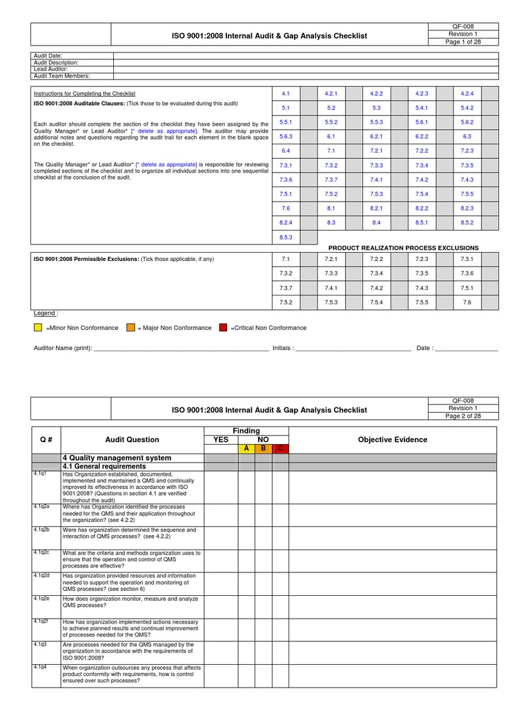 Audit Check List | PDF | Quality Management System | Iso 9000