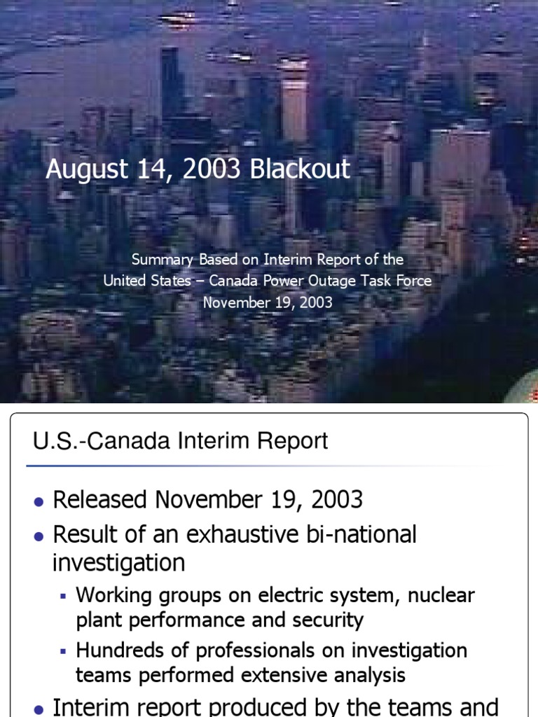 Blackout Report Presentation 111903 Electrical Engineering