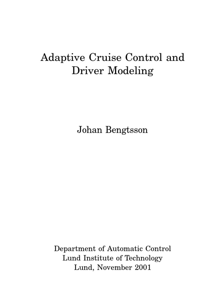 Adaptive Cruise Control Driver Modeling | PDF | Radar | Driving
