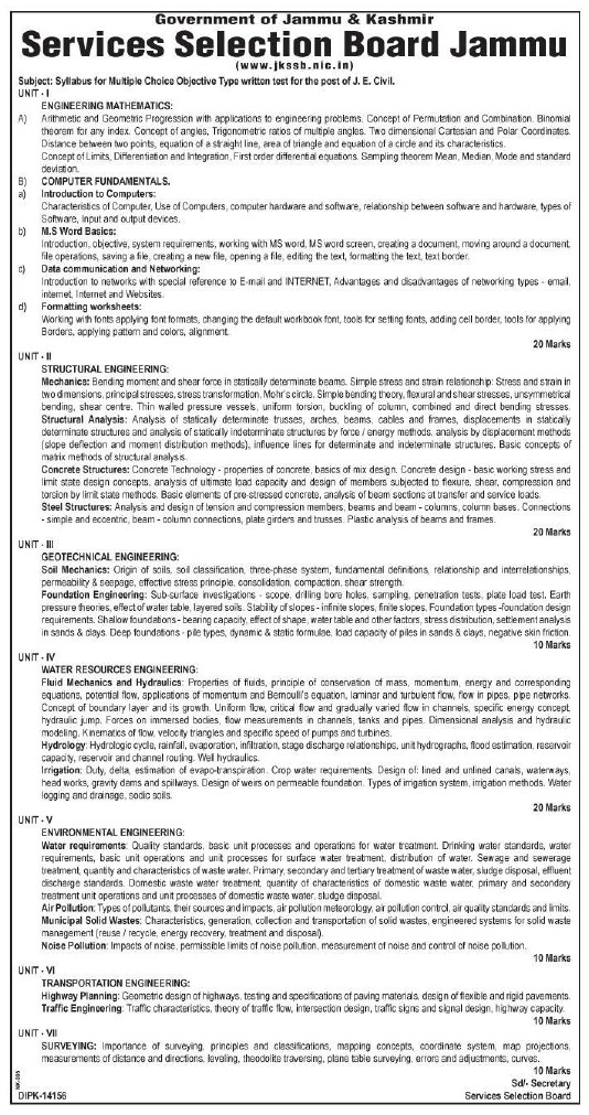 Jkssb-Je Syllabus PDF | PDF