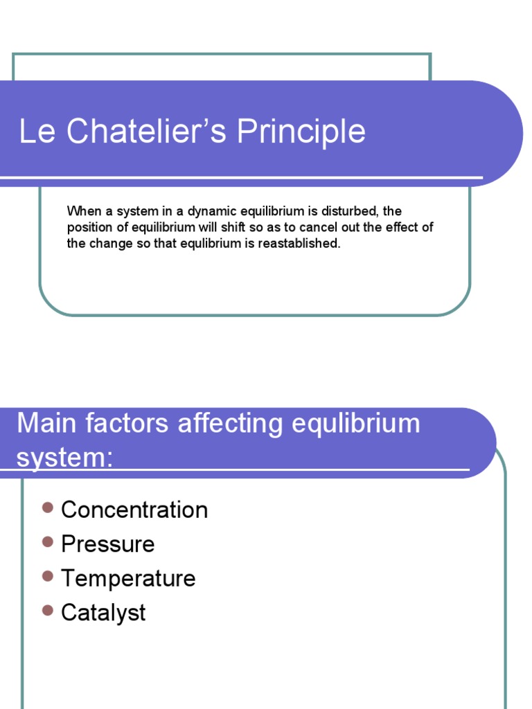 Le Chatelier's Principle | PDF