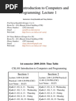 CSL101: Introduction To Computers and Programming: Lecture 1