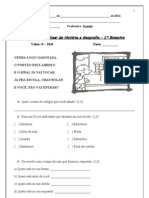 Avaliação de Historia e Geografia - 1º Bimestre