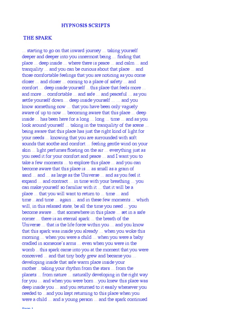 Hypnosis Scripts New 16 PDF Dream Mind