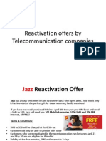 Reactivation Offers by Telecommunication Companies