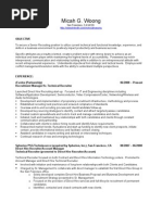 Micah's Resume (2008) Public Recruitment