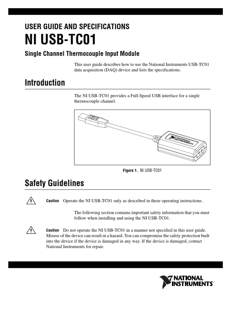 Ni Usb Tc01 User Guide And Specifications Pdf Booting Thermocouple
