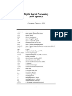 Digital Signal Processing List of Symbols: Coursera - February 2013