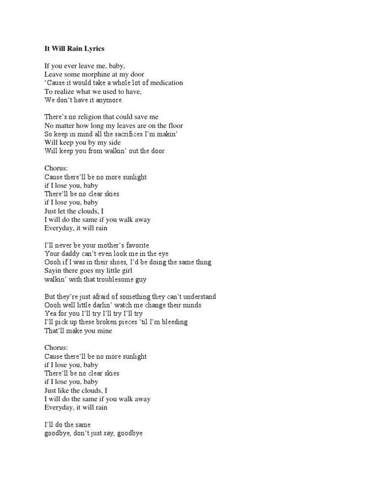 It Will Rain Lyrics | PDF