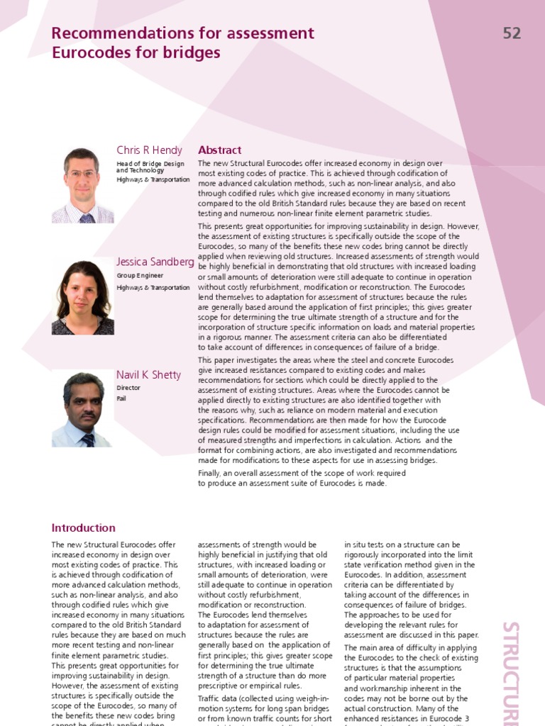 Recommendations For Assessment Eurocodes For Bridges: Chris R Hendy ...