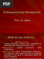 Entrepreneurship Management: - Prof. J.C. Saboo