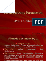 Entrepreneurship Management: - Prof. J.C. Saboo