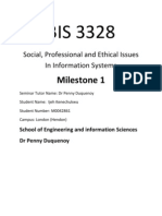 BIS 3328 Social, Professional and Ethical Issues In Information Systems Milestone 1 Seminar
