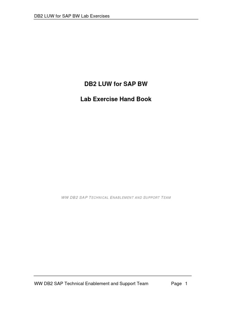 DB2 LUW for SAP BW Lab Guide | PDF | Ibm Db2 | Sql